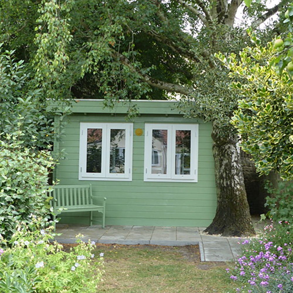 Tuinhuisje zacht groen schilderen met Thorndown