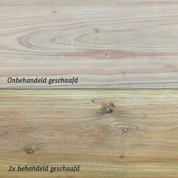 Geïmpregneerde groene houtverf of verweerd tuinhout
